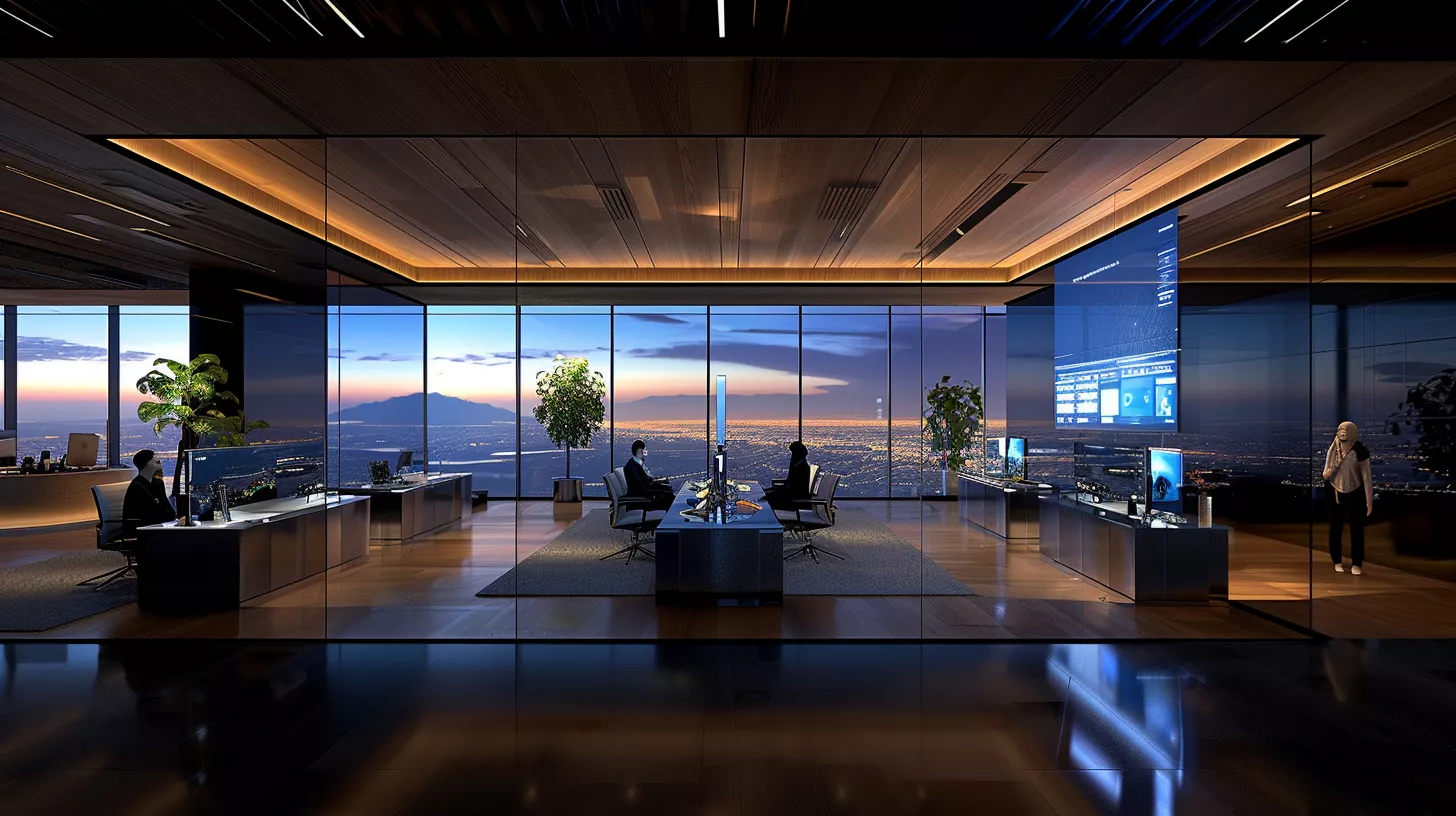 Modern administrative office operating with smart automated systems Modern administrative office operating with smart automated systems